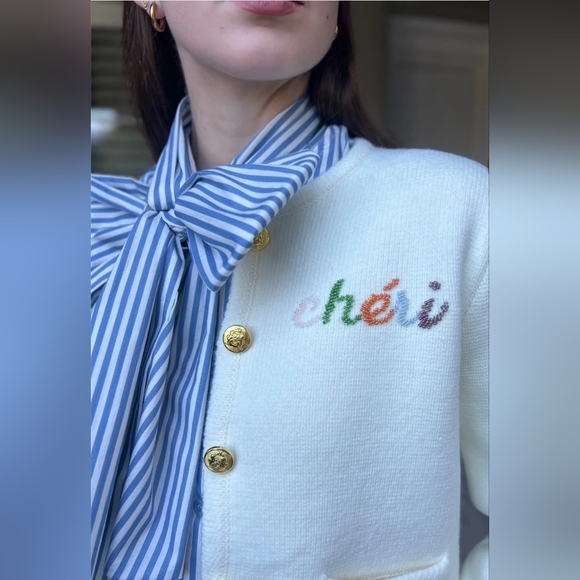 Endless Rose Cheri Beaded Cardigan Size S Color Ivory - Picture 3 of 12